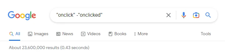 onclickで検索にヒットした数、23,600,000件